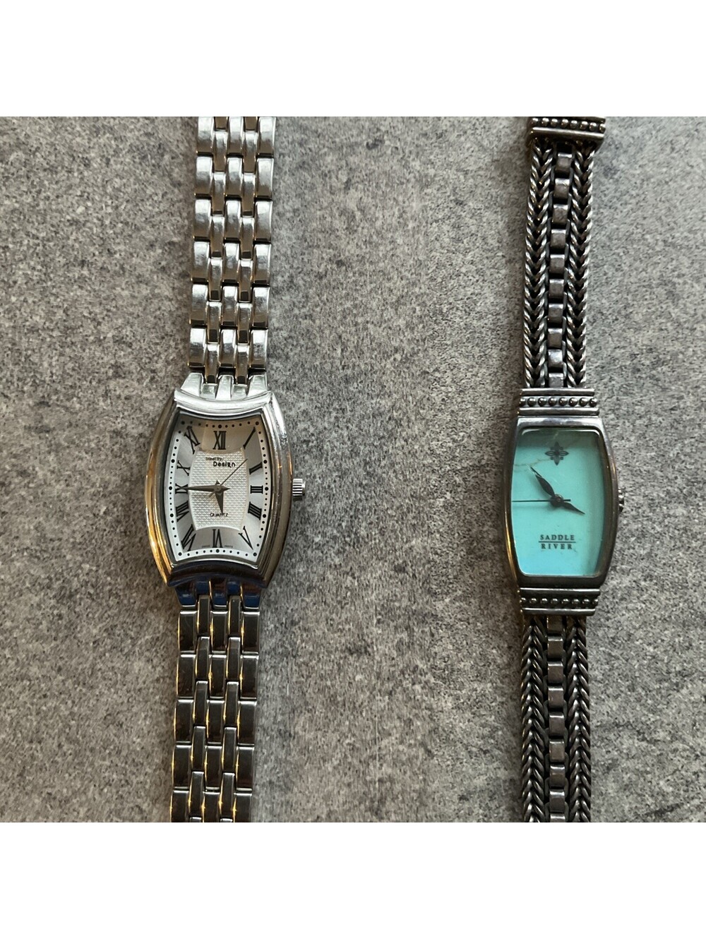 Beautiful Pair Of Vintage Women Steel & Saddle River Watch Both Run Great B-P